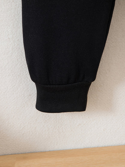 Boys' Cozy Fleece-Lined Hoodie & Sweatpants Set - Olive Green Casual Winter Outfit with Pockets, Thick Warmth for Fall & Winter, Regular Fit, Casual Attire, for Outdoor