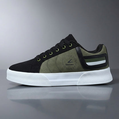 Men's Low-Top Casual Sneakers with Multi-Color Patchwork Design