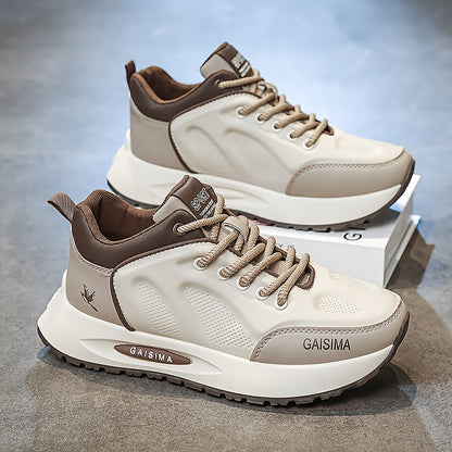 Men's Breathable Casual Sneakers - Trendy Dad Shoes with Thick Sole, Lace-Up, Mid-Top Design for Running  Fashion