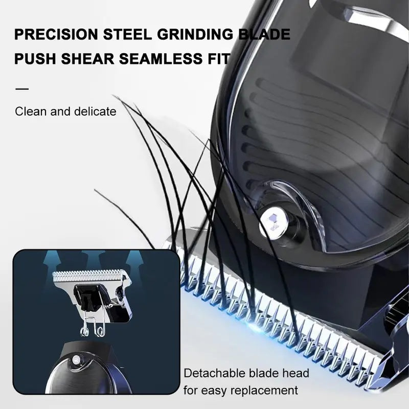 Rechargeable Professional Grooming Kit, Men's Digital Display Electric Trimmer, Minimalist Transparent Design | Portable Haircutting Tool for Home & Salon Use, Essential for Stylists, Ideal for Hair & Beard Trimming, Father's