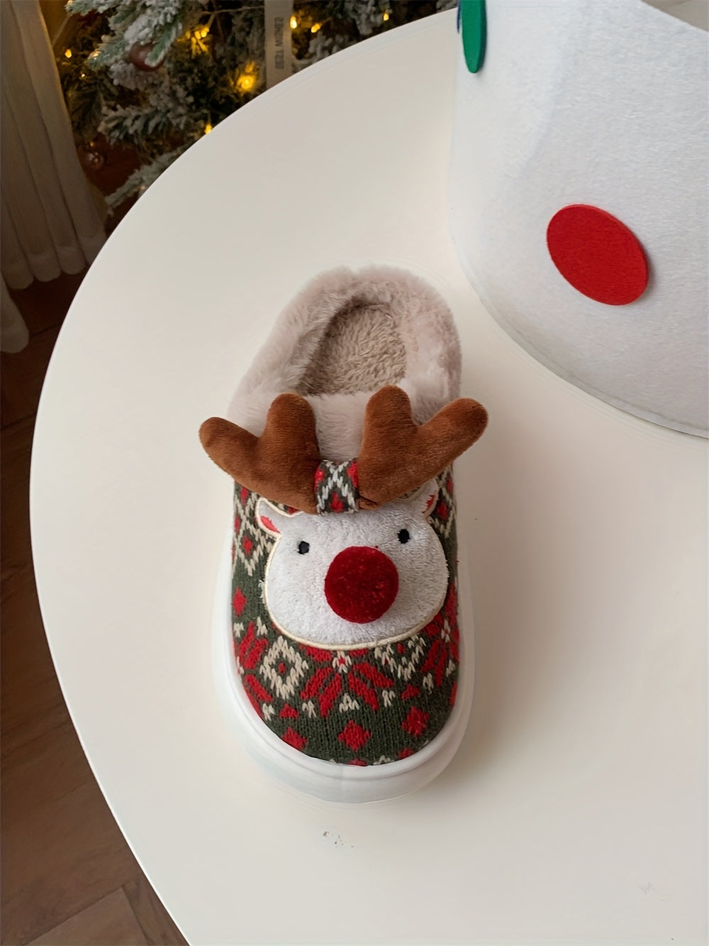 XIXITIAO Women's /Korean Style Winter Slippers - Deer & Reindeer Pattern Cozy Warm Booties, Soft Fabric & Sole for Indoor/Outdoor Use, Cute Animal Shoe for Christmas, Hand Washable