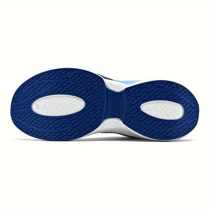 Men'S High-Top Lace-Up Athletic Sneakers - Breathable Fabric, PVC Sole, EVA Insole, Stylish Blue  White Design for Casual and Outdoor Activities, Everyday Sneakers   Sporty Casual Shoes   Durable PVC Sole