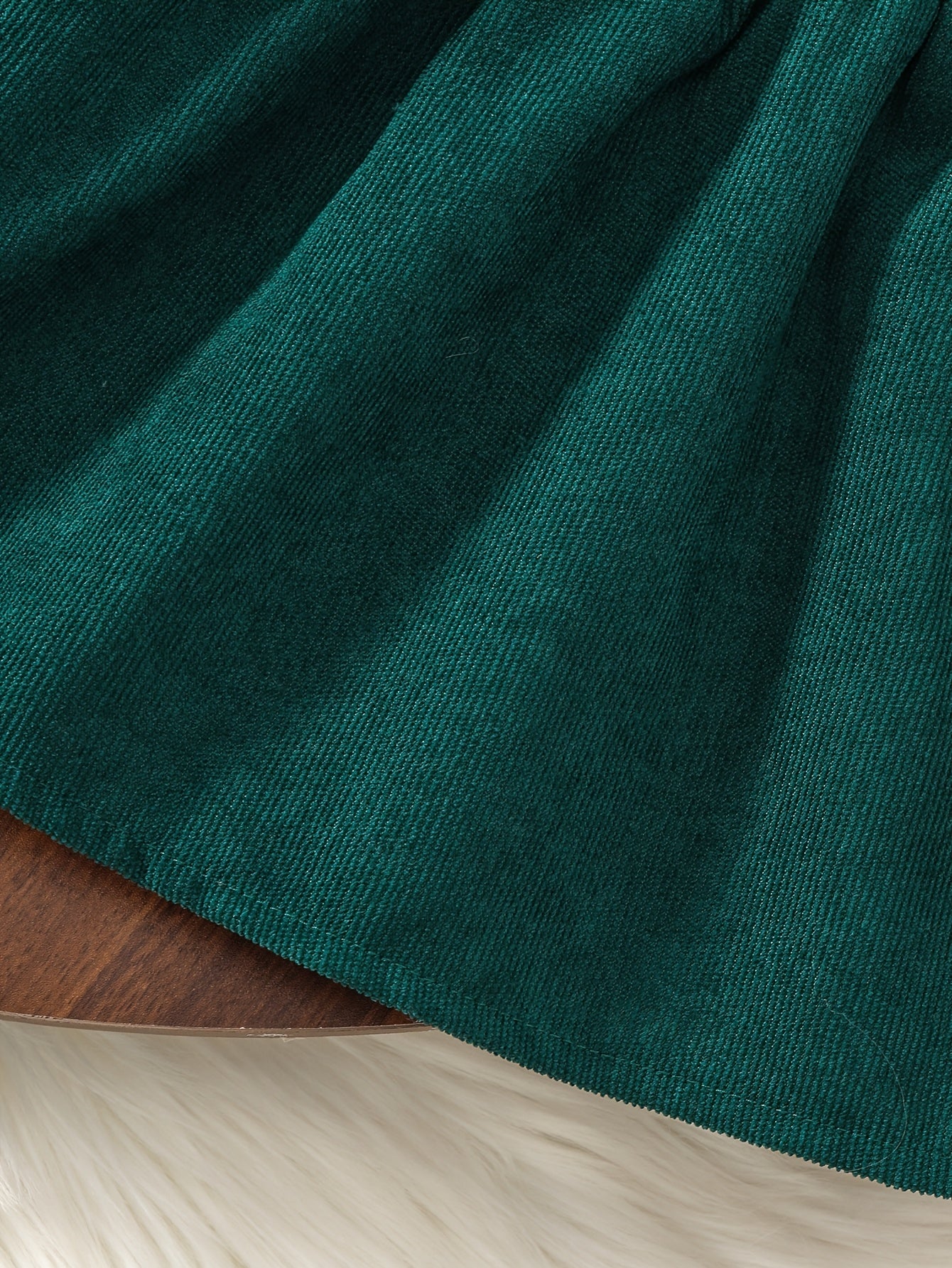 2pcs Baby Winter Outfit Set: Cozy Fluffy Sleeve Smock Dress & A-Line Bow with Collar & Fringe Trim - Soft Warm Clothes for Photoshoots, Christmas (Hand Washable), Perfect for Outdoor