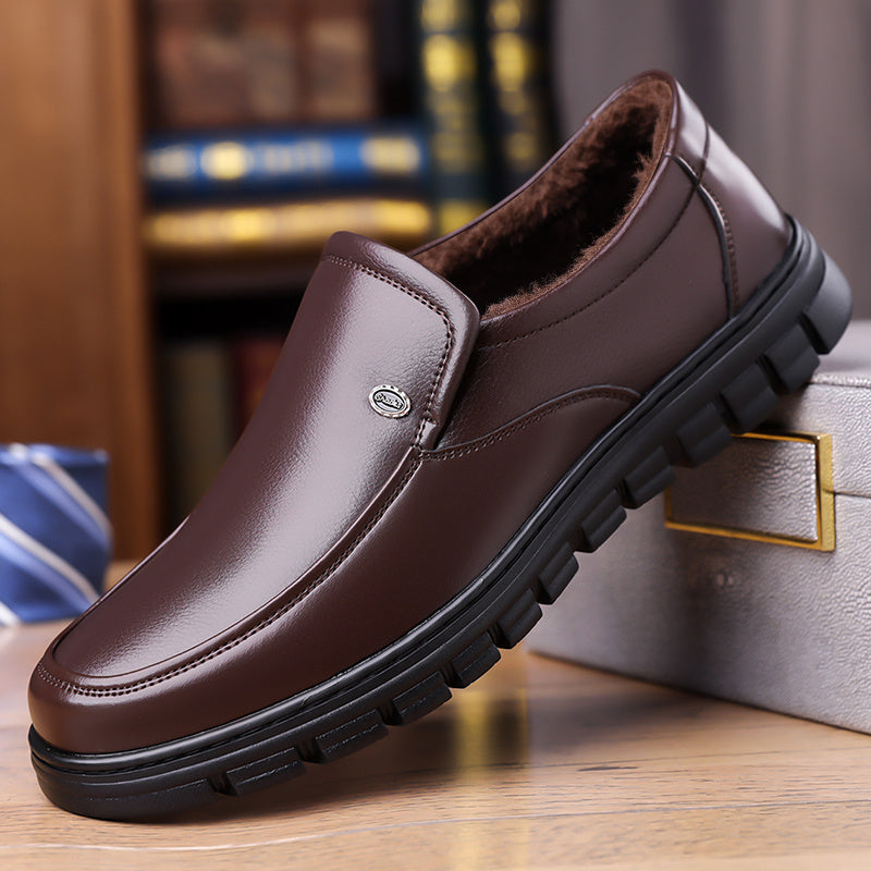 Men's Business Casual Ankle Boots, Winter Light Lined Warm Snow Boots, Slip-on High-Top Design, Versatile Footwear for Daily Office and Outdoor Walking, Non-Slip Thick Sole Walking Shoes