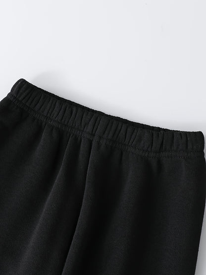 2pcs Set of 3D Embossed Letter Solid Color Thickened Hooded Sweatshirt for Autumn and Winter, Fleece-Lined Fabric with Comfortable Feel and Strong Warmth, Fashionable Versatile Unisex ' Hoodie with Round Neck Pullover, Perfec