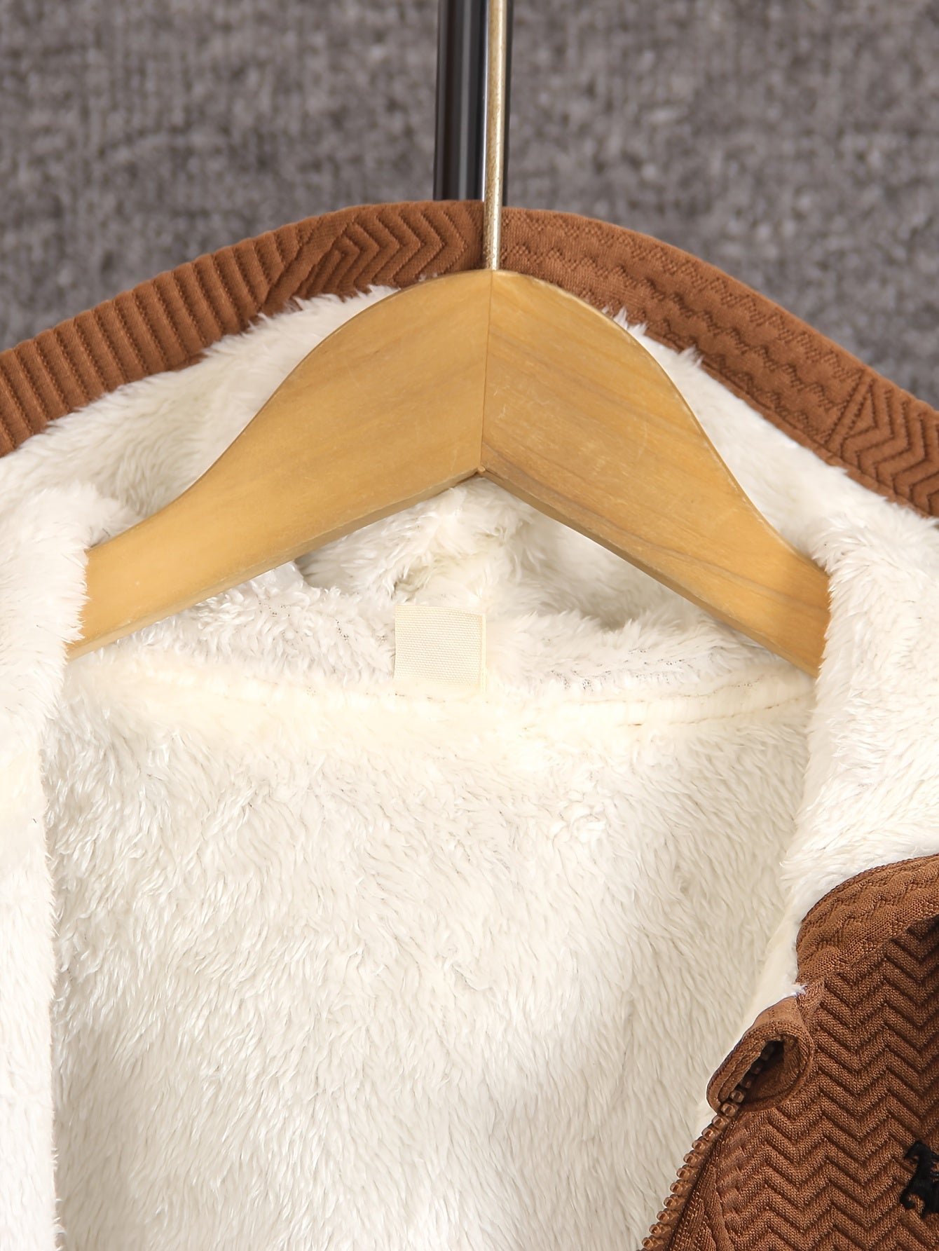 Cozy Fleece Zip-Up Hoodie & Pants Set - Beige Geometric Pattern, Long Sleeve Casual Winter Outfit with Pockets, Elastic Waistband, and Button-Up Front, Perfect for Fall/Winter, Cozy Clothing | Playful Design | Elastic Waistba