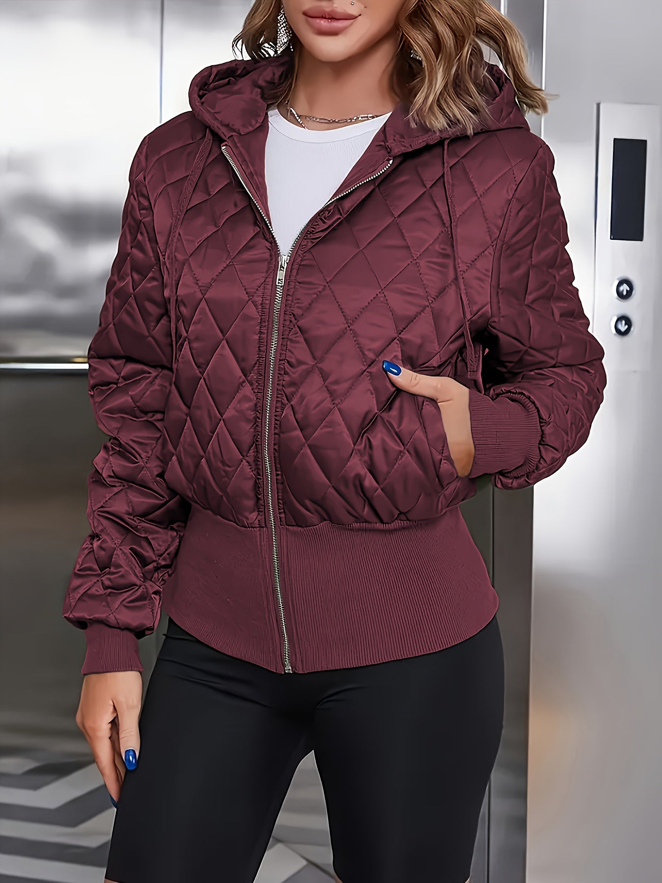 Women's Thick Zip-Up Hooded Jacket - Olive Green Full-Zip Front Closure, Non-Stretchy Structured Fit Coat for Casual, Formal, - Machine Washable Outerwear, Casual Wear, Classic Design, Highquality Material, Office Attire