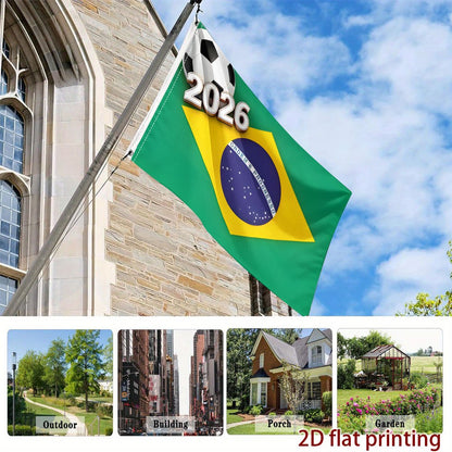3-Color Football Fan Support Flag - Green Yellow Blue Polyester