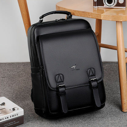 Stylish Men's Backpack - Multifunctional, Large Capacity for 39.62cm Laptop, Business  Travel Ready, Durable PU Material