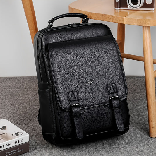 Stylish Men's Backpack - Multifunctional, Large Capacity for 39.62cm Laptop, Business  Travel Ready, Durable PU Material
