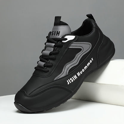 Men's Breathable Color-Block Low-Top Running Shoes - White  Navy Blue Contrast Design, Durable PU Upper  PVC Sole, All-Season Non-Slip Traction for Gym, Jogging, Casual Wear, Jogging Footwear   Sporty Look   Fabric Lined In