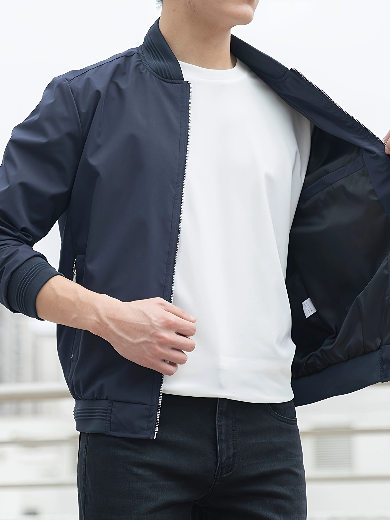 Men's Solid Color Business Jacket, Casual Stylish Outdoor Coat As Gift