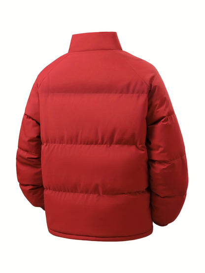 Men'S Heavy-Duty Thermal Jacket - Double-Sided Winter Coat with Full-Zip Closure, Soft Non-Stretch Fabric, Stand Collar - Cold Weather Outerwear for Office, Commuting, Thick, Outdoor - Easy-care Polyester Jacket, Winter Jacke