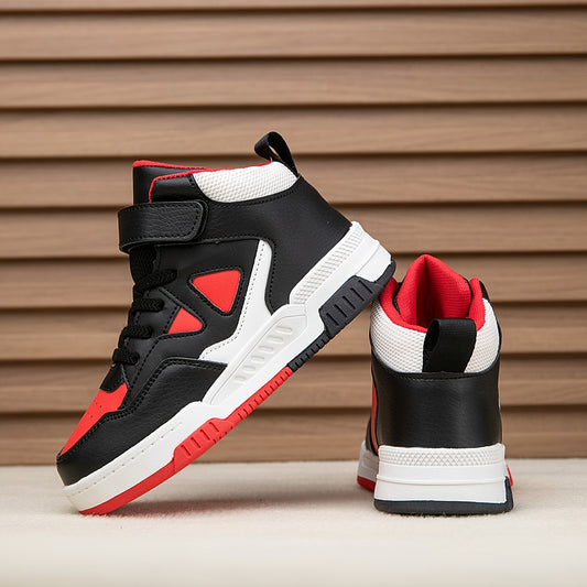 Youngsters' High-Top Sneakers with Color Block Design - Breathable, Non-Slip & Durable for Boys and Girls - Perfect for Outdoor Activities & Casual Attire