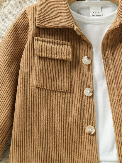 Boys' Fall Winter Corduroy Jacket & Pants Set for 0-3 Years