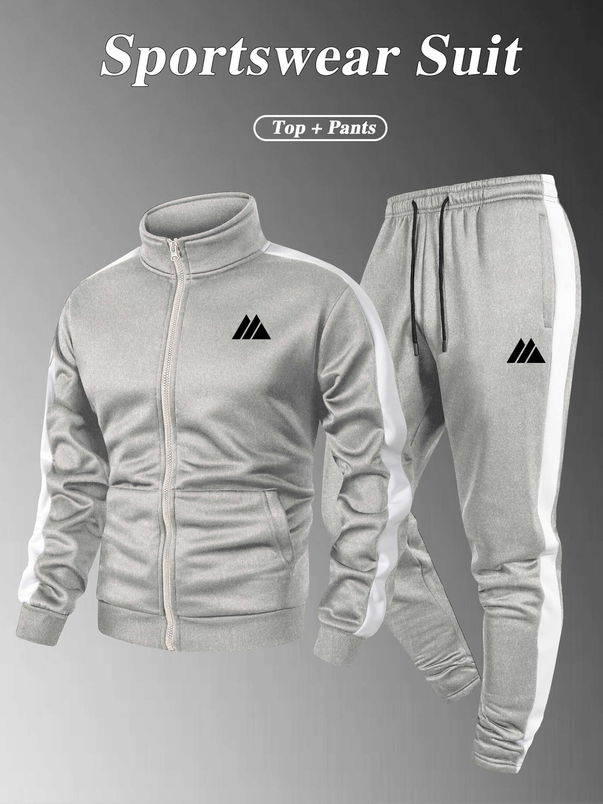 Men's Thickened Casual Sports Tracksuit Set with Zipper Jacket