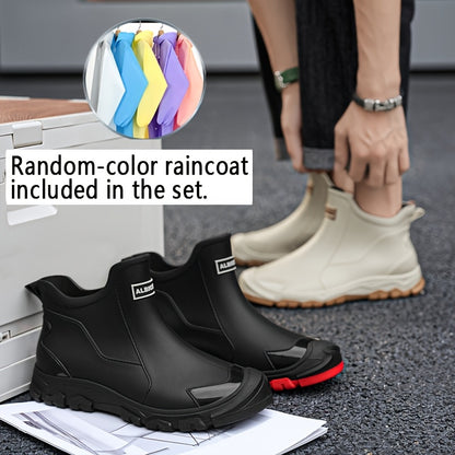 Men's High-Top PU Rain Boots for Outdoor Walking
