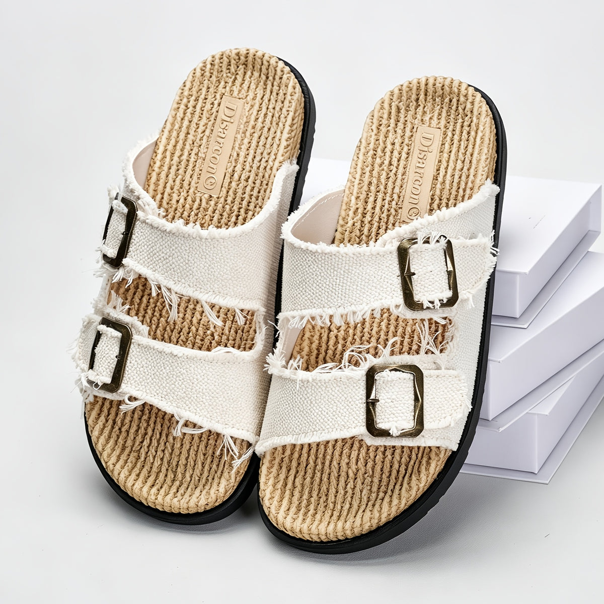 Men's Adjustable Double Buckle Summer Slides with Soft Sole