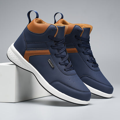 Men's High-Top PU Loafers Casual Vintage Business Shoes