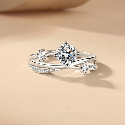 Adjustable Women’s Starry Sky Ring with Synthetic Cubic Zirconia