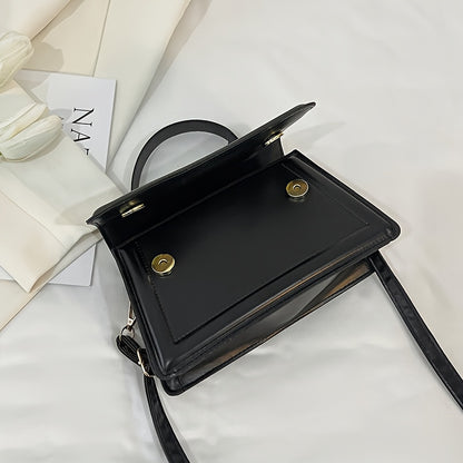 Fresh and trendy small square bag, one shoulder crossbody bag, youthful and sweet style, magnetic buckle closure bag, solid color, internet famous and popular bag