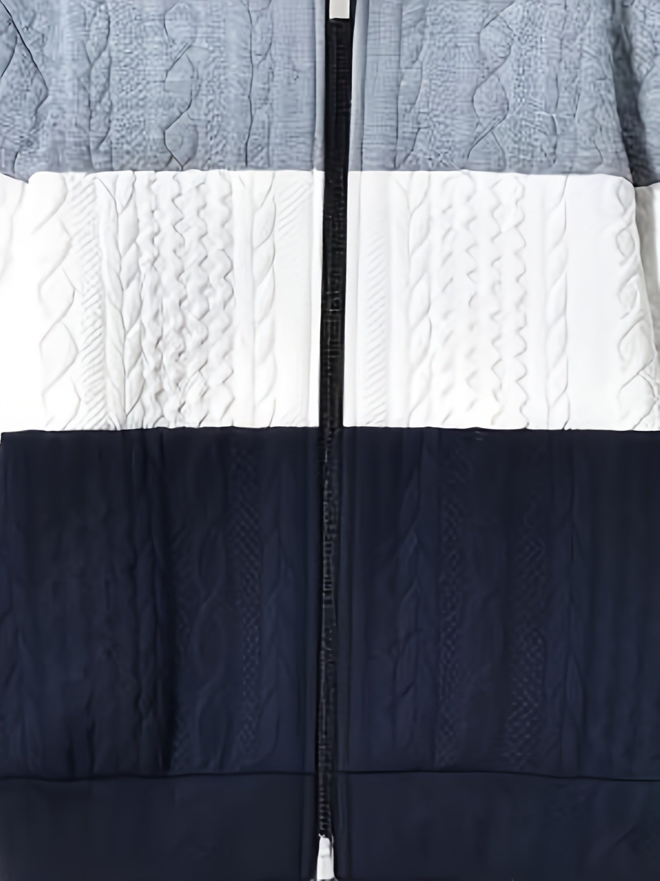 Youth 's Fashion Thickened Jacquard Fabric Grey White Navy Contrast Stitched Hoodie Sweatshirt + Comfortable Drawstring Casual Pants Two-Piece Set, Perfect for Outdoor Activities, Perfect for Outdoor