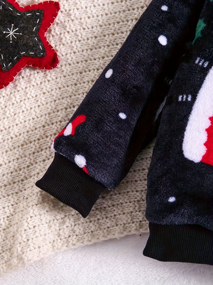 Boys' Christmas Fashion Autumn and Winter Flannel Suit Youngsters's Warm New Two-piece Set, Perfect for Thanksgiving