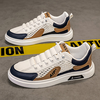 Men'S 2025 Spring/Summer Sneakers - Breathable Mesh Low Top Sneakers with "AIP" Logo, Casual Slip-On Shoes for Street and Sports, Casual Athletic Shoes   Breathable Mesh Upper   Elastic Closure