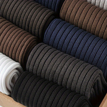 Men's Solid Color Crew Socks, Sweat-Absorbent & Breathable