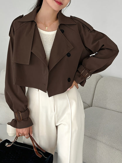 Women's Elegant Solid Color Short Windbreaker Jacket - Lightweight Versatile Outerwear for Casual & Formal Outfits, Easy Care Hand Wash/Dry Clean, Durable Fabric