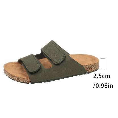 Vintage Round Toe Slippers with Thick Sole & Adjustable Fit