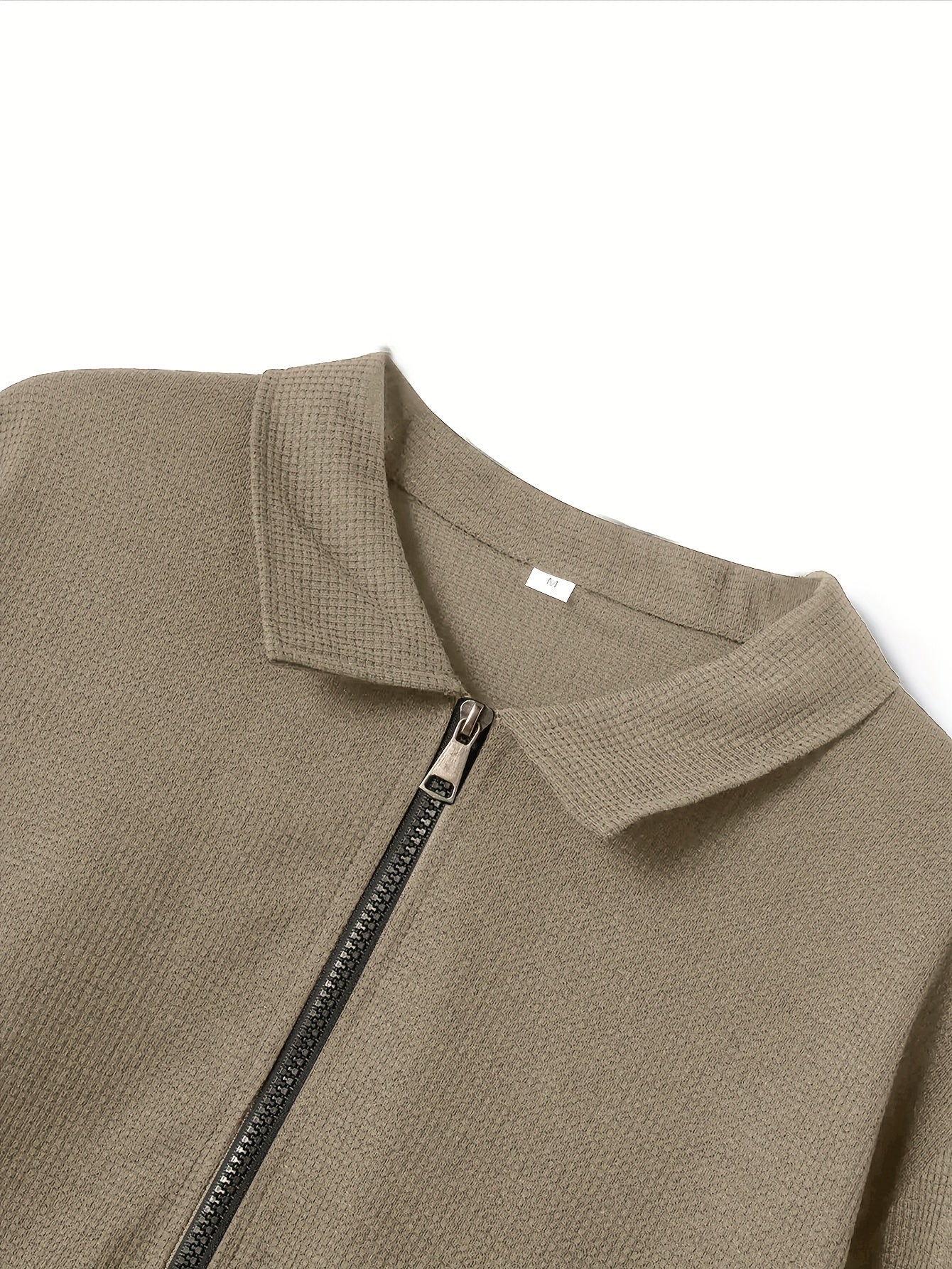 Men's Plain Waffle Zipper Jacket Casual Daily Fashion