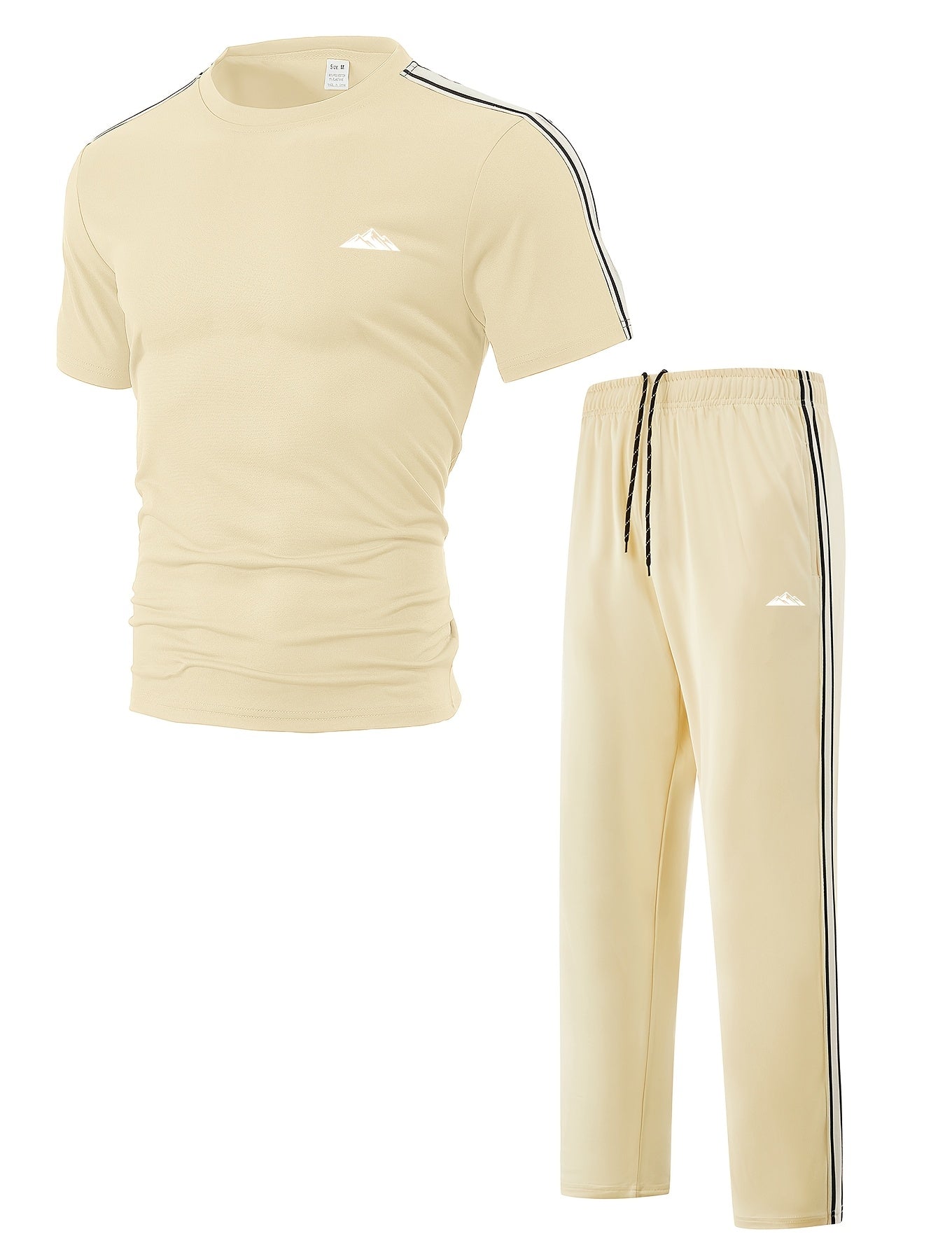 Men's Summer Quick-Dry Tracksuit Set with Striped Tee & Sweatpants