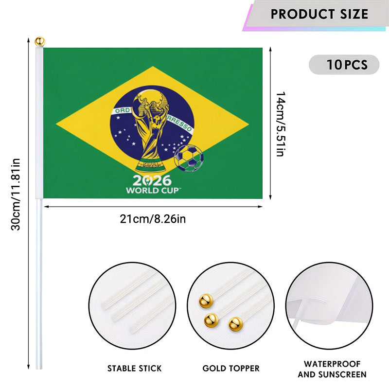 FIFA 2026 World Cup Handheld Flag with Trophy & Soccer Design