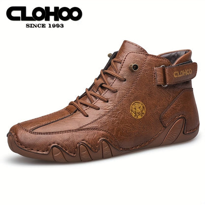 Men's Casual High-Top Sneakers with Soft PU Upper and Rubber Sole