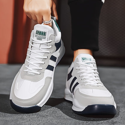Men's Breathable Lace-Up Sneakers - Casual  Stylish, Versatile for All Seasons, Non-Slip Rubber Sole