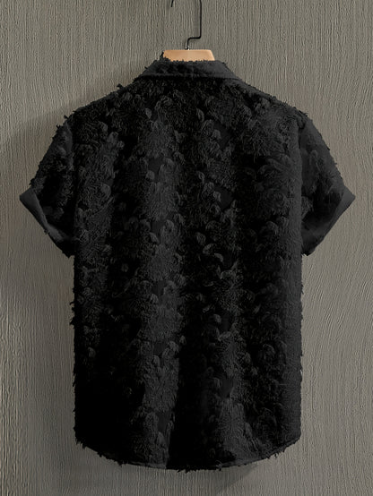 Men's Casual Short-Sleeve Polyester Shirt for Spring and Fall