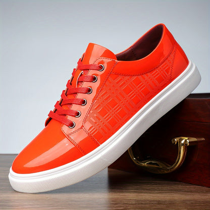 Sneakers, Shoes, White Rubber Sole, Exquisite Lattice Embossing on The Side, Lace-Up Round Toe, Versatile for Everyday Wear in All Four Seasons - ayq