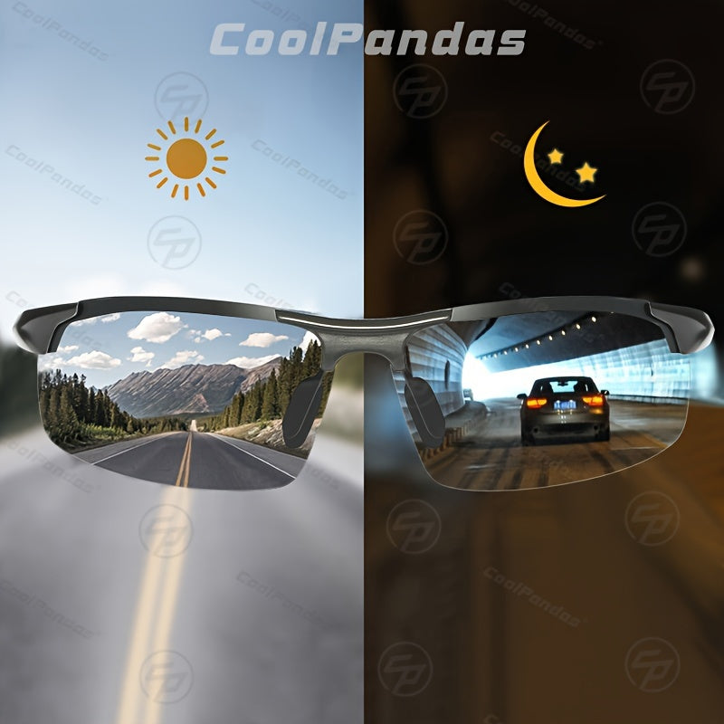 Men's Rimless Photochromic Polarized Magnesium Sunglasses