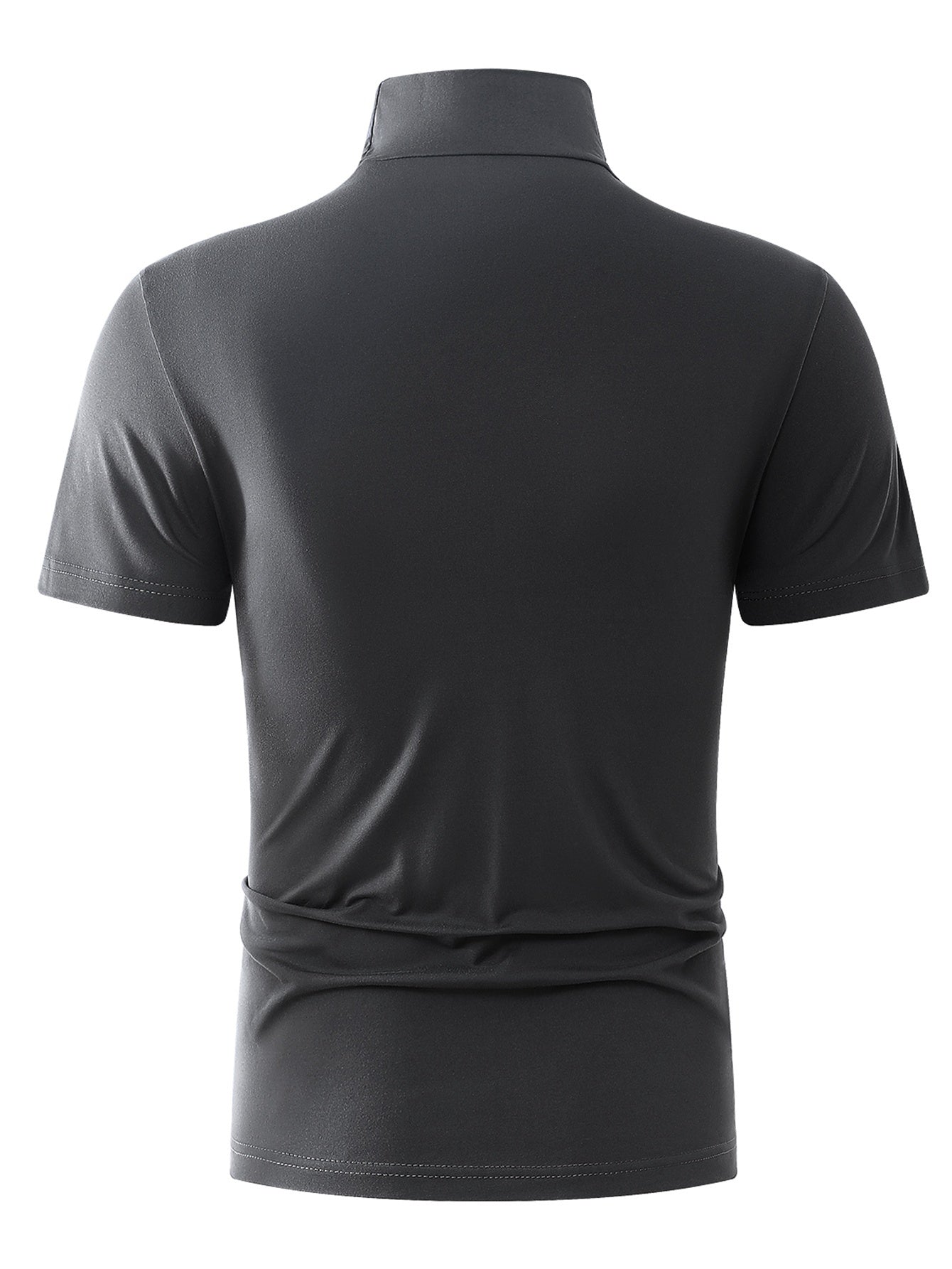 Men's Summer New Basic Solid Color Fashion Simple High-End Casual Sport Comfortable High-Neck Short-Sleeve Top - ayq