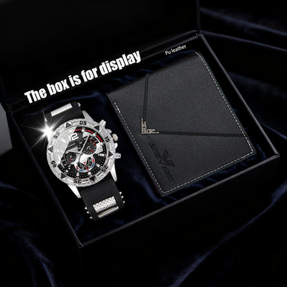 2pcs Unisex Watch and Wallet Set, Suitable for Formal and Casual Occasions, Luxury Business Watch, Casual Watch, Ideal for Father or Boyfriend, Corporate Gift, Dress Watch, Elegant Gift, Classic Design, Durable Material, Wall