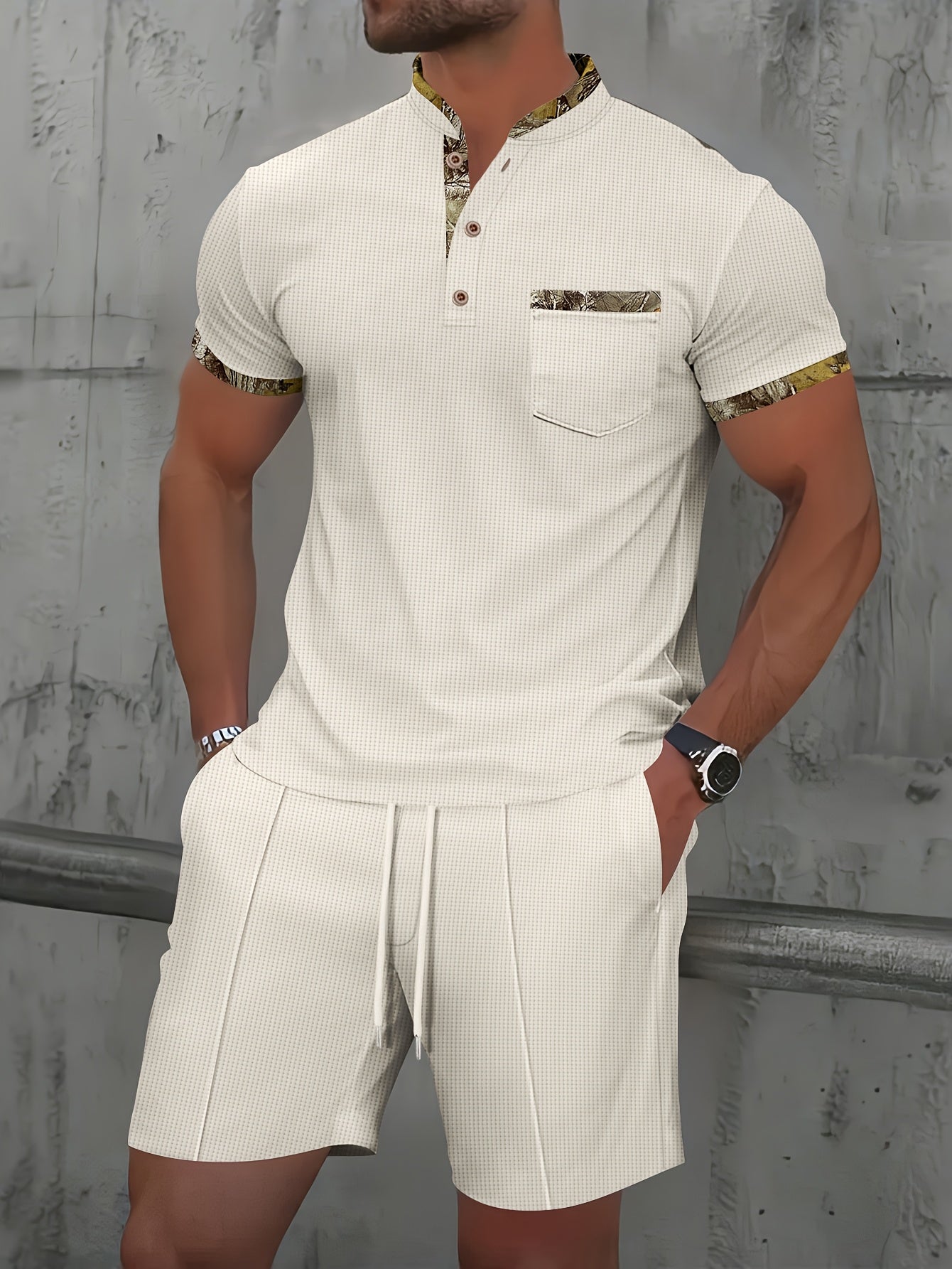 Men's Casual Summer Suit Set - Short Sleeve Shirt & Shorts