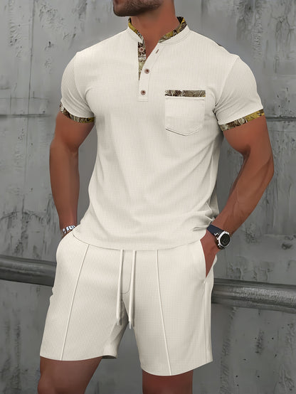 Men's Casual Summer Suit Set - Short Sleeve Shirt & Shorts