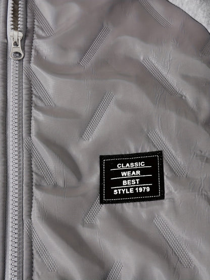 DONABEBE Boys' 2pcs Winter Jacket & Pants Set - Full-Zip Hooded Coat with Striped Sleeves & Matching Pants, Thick Outfit for &, Soft Warm Casual Playwear (Grey/Black) - Hand Washable 2pcs Clothing, Perfect for Outdoor