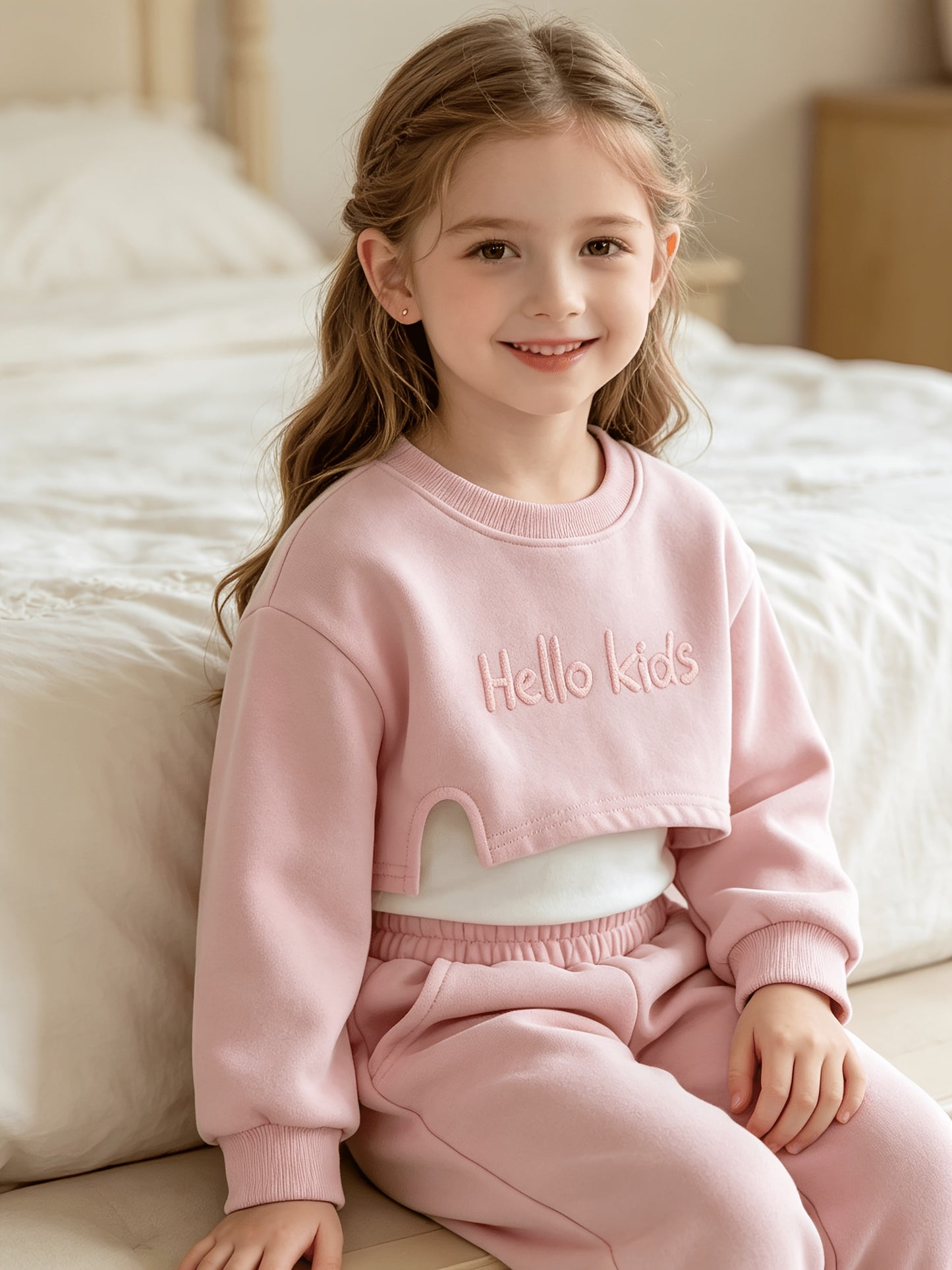 Girls' 3-Piece Spring/Autumn Casual Set with Embroidered Sweatshirt