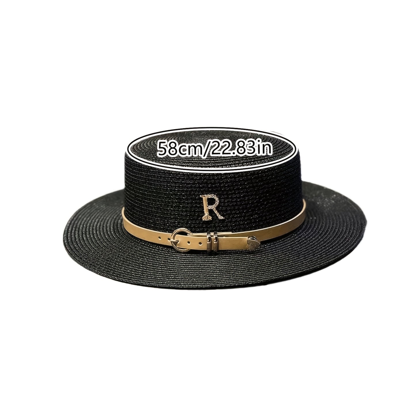 Women's Summer Straw Sun Hat with French Belt - Retro Beach Style
