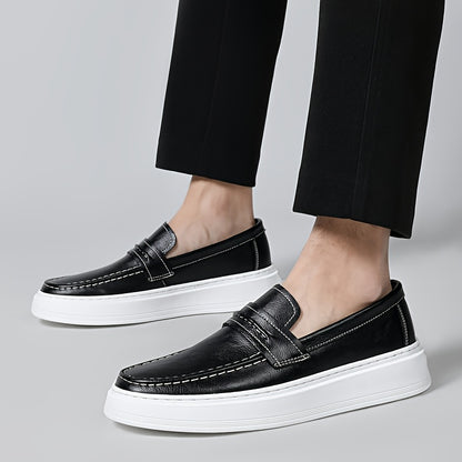 Men's All-Season Casual Loafers Slip-On Split Leather Shoes