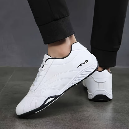 Men's Casual Lace-Up Sneakers with Microfiber Leather Upper