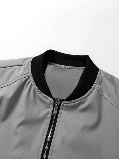 Men'S Casual Workwear Jacket and Pants Set, Solid Color, Long Sleeve, Regular Fit, with Pockets, for Spring/Fall, Casual Attire, Casual Attire|Casual Style|Solid Color Jacket