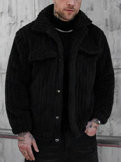 Men's Casual Winter Fleece Flannel Jacket with Button Front